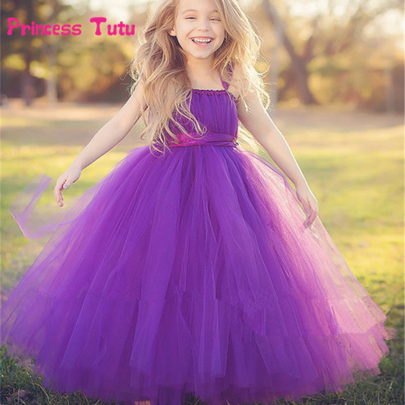 Kids Flower Girls Princess Tutu Dress Party Pageant Bridesmaid Tulle Prom Gown